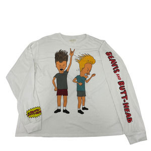 White Beavis & Butthead Long Sleeve T-Shirt Size unknown